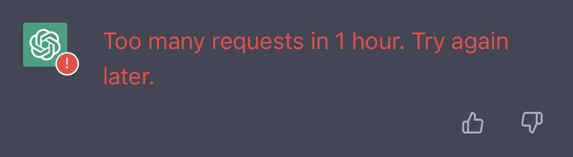 How to Handle ChatGPT "Too Many Requests in 1 Hour Try Again Later"?