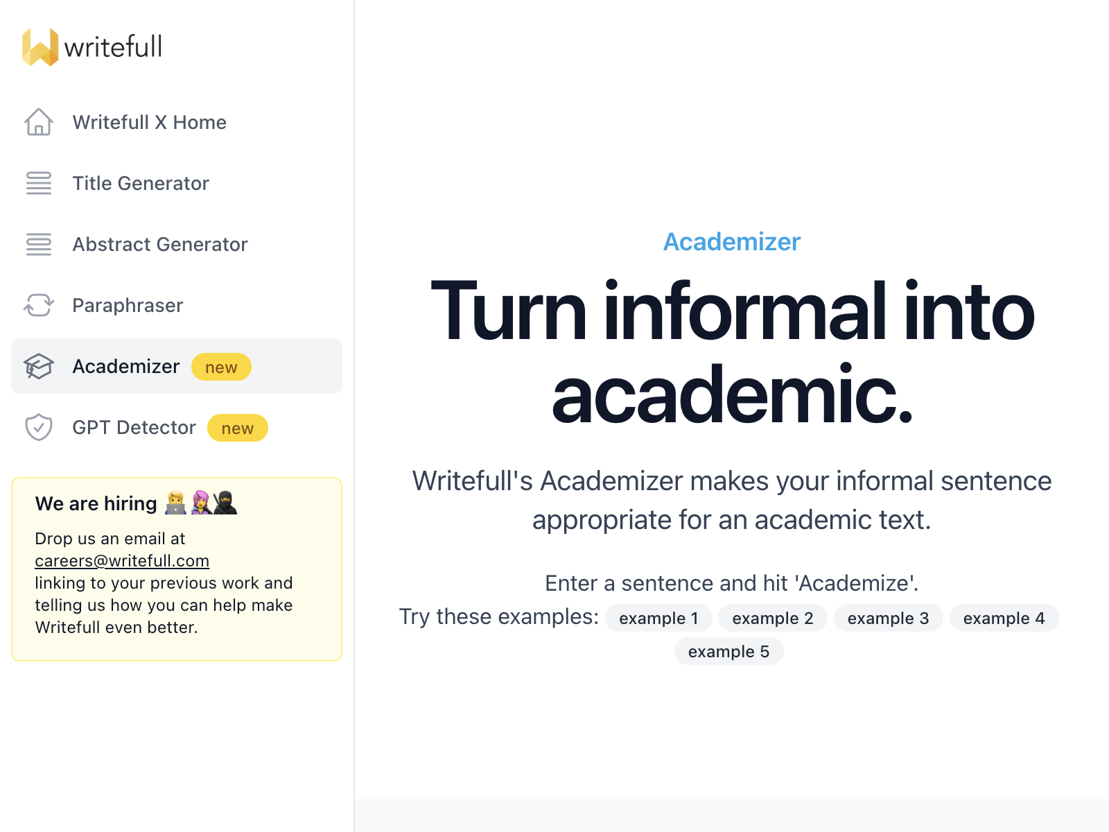 Writefull Academizer preview